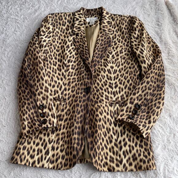 SOLD Cache vintage leopard print blazer jacket Y2K 90s animal cheetah mob wife L - Picture 11 of 16